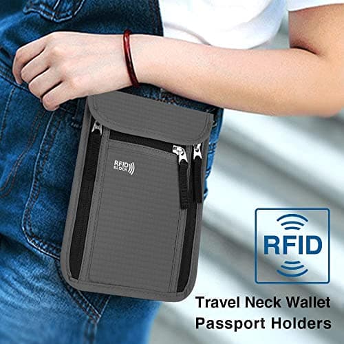 KEAFOLS Travel Wallet Passport Holder for Women and Men. RFID Blocking Passport Wallet Travel Wallet Organiser (Grey) — view 3