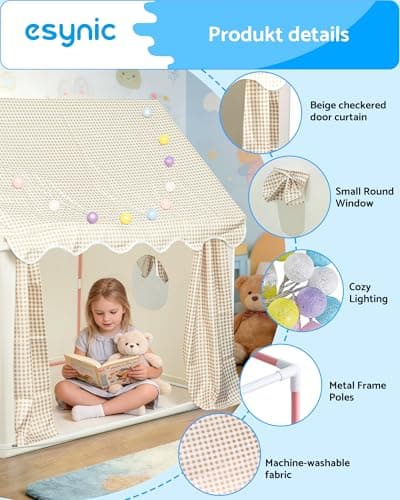eSynic Kids Playhouse Tent with Lights & Storage Bag For Indoor & Outdoor — view 5