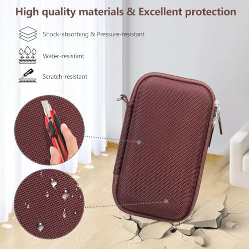 Supmay Camera Case for Canon Powershot G7 X Mark III / G7 X Mark II / SX740 HS Digital Camera, Storage Holder Travel Bag with Zipper Mesh Pocket for Battery Pack, Charging Cable, USB Card, Brown — view 6