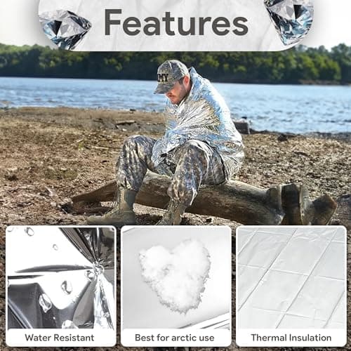 TheDogTagCo 5-Pack Emergency Foil Blanket - Large Silver Thermal Sheet for Outdoor Camping, Hiking, Survival Heated Blanket Ideal for Car First Aid Kit & Hiking Essentials — view 3