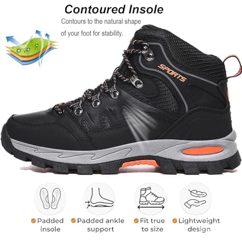 HODTOB Hiking Boots Mens Womens Lace-up Non-Slip Outdoor Men Women Mountain Trekking Shoes for All Season Walking Travelling Backpacking Camping Shoes Sneaker Black 8.5UK — view 4