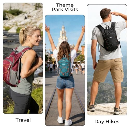 LAIMEIWEE Lightweight Foldable Hiking Backpack - 13L Small Rucksack for Men & Women, Water-repellent Travel Bag, Packable Daypack for Walking, Camping, Sports & Outdoor (Black) — view 3