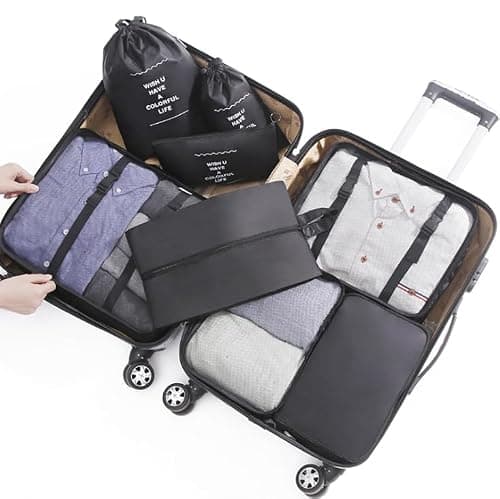 GELIMY 8PCS Packing Cubes for Travel – Waterproof Luggage Organisers with Compression, Lightweight Suitcase Organizer for Efficient Packing – Travel Essentials for Men & Women (UK) (BLACK) — view 3