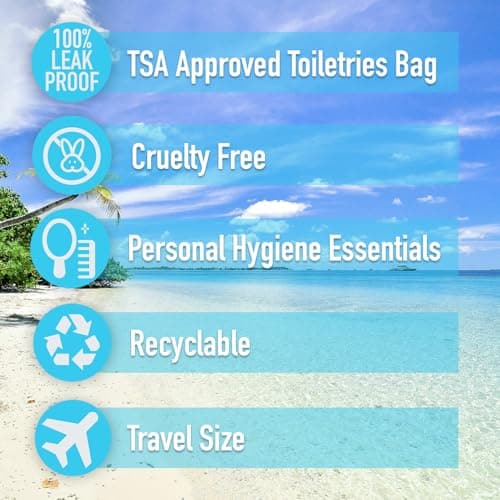 Men’s Travel Toiletries Set– Airport Security Approved, Clear Travel Bag, Shampoo, Shower Gel, Anti-Perspirant Roll On Deodorant, Toothpaste, Mouthwash, Foldable Toothbrush. Perfect for Holidays — view 6
