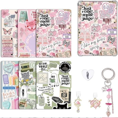 Vesavifaka 6 PCS Inserts Cardstock Paper for E-Reader, and 2 pcs Dust Plug Charms, 1 Chain Charm Set, 6.8"x4.8" Cardstock Insert Accessories for Paper White 11th-12th, Gift for Book Lover