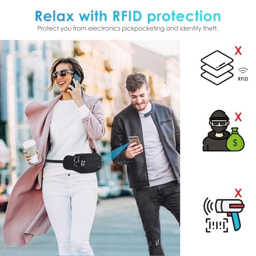 AGPTEK Bum Bag, Large Capacity RFID Waist Bag for Men Women Ladies Black, L — view 6