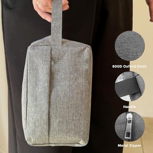 KOOSREEL Travel Toiletry Bag for Men and Women, Portable Travel Wash Bag Water-Resistant Shaving Bag Makeup Bag with Handle Dopp Kit for Toiletries Accessories Cosmetics Brushes — view 3