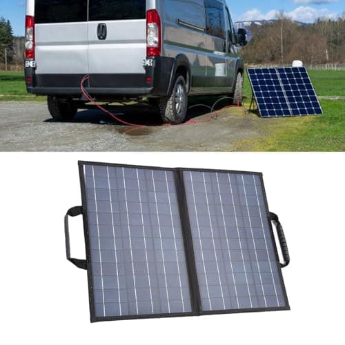 80 Watt 12 Volt Polycrystalline Solar Panel Starter Kit with Angle Adjust Meter Foldable 2 USB 1 Type C 1 DC Port Portable Solar Charger — view 6