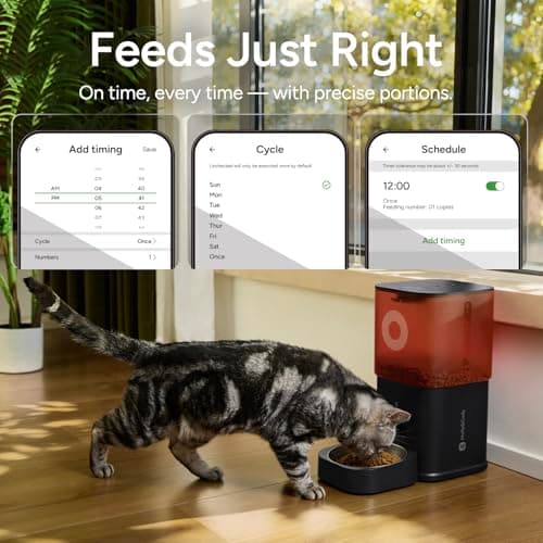 Automatic Cat Feeder with Camera: 6L Automatic Dog Feeder with 2-Way Audio Night Vision Dual Power Supply App Control 2.4G WiFi, Timed Auto Cat Food Dispenser with Stainless Steel Bowl (Black) — view 5