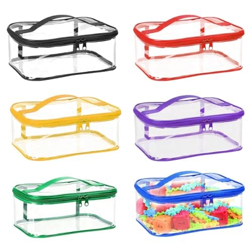 Clear PVC Toy Storage Bags with Handles, 6 Pcs Toy Storage Bags with Zipper