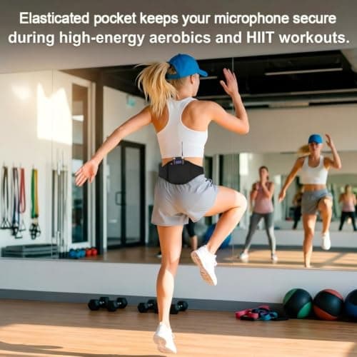 RTDHO Mic Belt for Fitness Instructor,Adjustable Microphone Waist Pouch — view 3