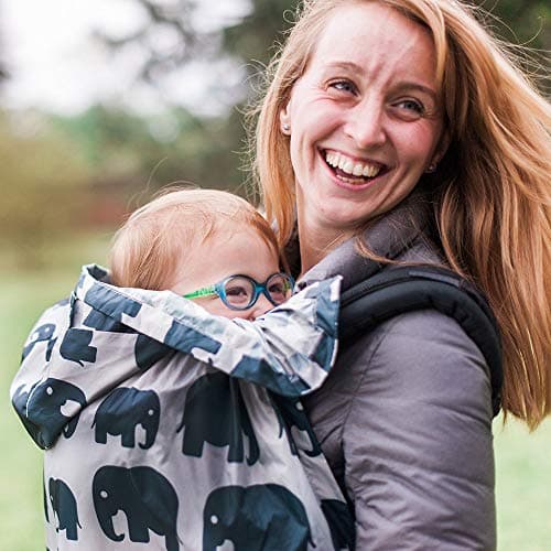BundleBean - Babywearing Lightweight Raincover (Grey Elephant) - Waterproof & Windproof Baby Carrier, Includes Storage Bag, Silky-Soft Waterproof Fabric, Universal Fit, New Born to 4 Years Old — view 5