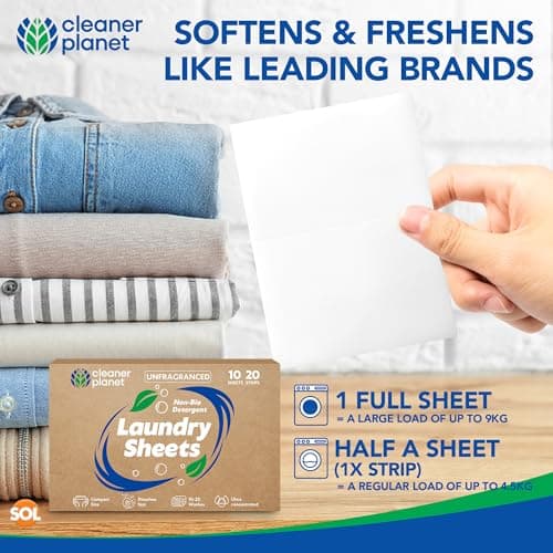 SOL 30pk Laundry Sheets - 60 Loads Unscented - Washing Sheets Detergent — view 6