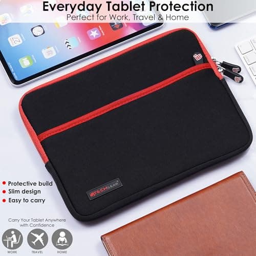 TECHGEAR Universal Neoprene Padded Sleeve Case for 9-11" Tablets: iPad Pro/Air 11", iPad A16 10.9", iPad 10.2", Samsung Tab A11 Plus A9+ S10 Lite S9 FE, Lenovo Tab M10 - Shockproof Zipped Pouch — view 2