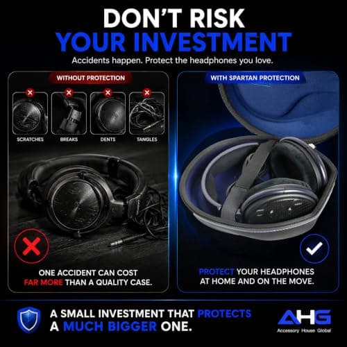 Accessory House AHG Global Carrying case Compatible with Sennheiser HD650 HD660S HD660S2 HD600 Massdrop X HD6XX HD58X Jubilee HD580 and HD565 Headphones. Ultimate Protection/Easy Transport — view 6
