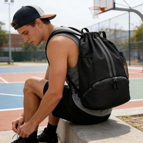 CLIUNT Drawstring Backpack for Gym & Swim, Waterproof Lightweight Sports Bag with Shoe Compartment, Large Capacity, Wet/Dry Pockets for Men Women — view 6