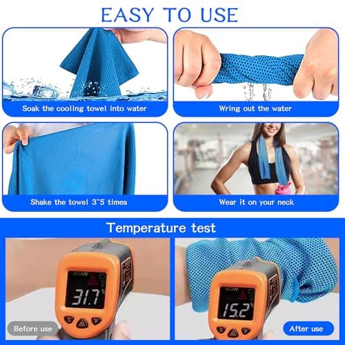 YORFULL Cooling Towels for Neck,Quick Drying Ice Towel Instant Cooling Relief,Soft Breathable Chilly Towel for Gym,Golf,Yoga,Camping,Running, Workout,and More Activities Blue — view 3