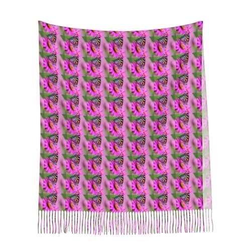Floral With Butterfly Print Elegant Fringe Scarf Shawl Wrap For Women Winter Fall Spring Travel Accessory Gift — view 6