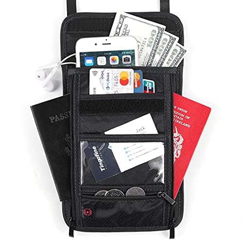 BTDAO RFID Blocking Passport Holder Wallet with Neck Stash Pouch for Traveling Security Credit ID Card (Black) — view 3