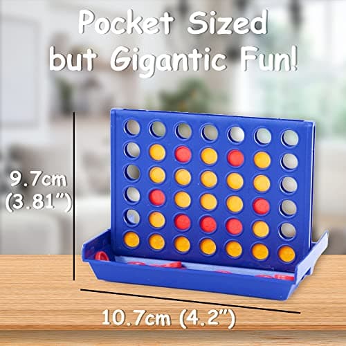 Travel Sized Classic 4 in a Row Game, 42 Counters, Mini Size Board Game for Kids, Match Four in a Line — view 3