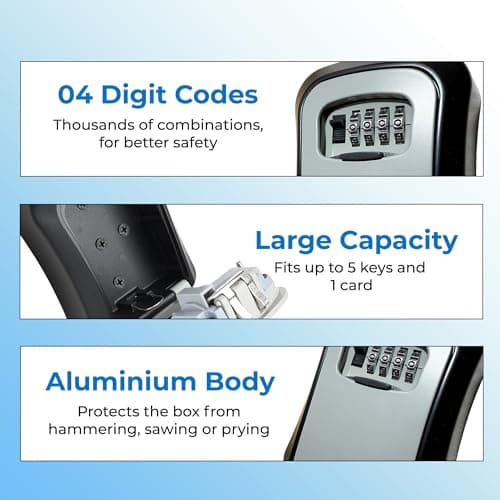XShield 4-digit Combination Key Safe | Wall-mount Lock Box | Weatherproof & Heavy-duty | Large Capacity For Keys & Access Cards | Outdoor Security Lockbox For Home & Business — view 4