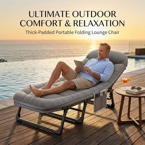 Folding Camp Bed with Mattress, 6-Position Adjustable Guest Bed, Grey — view 2