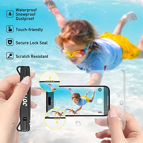 JOTO Large Waterproof Phone Pouch, IPX8 Big Dry Bag Underwater Phone with Lanyard for iPhone 17 Air 16 15 14 13 Pro Max, Galaxy S24 Ultra S23 S22, Waterproof Wallet for Beach- 2 Pack, Black — view 5