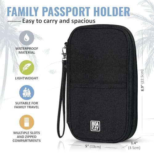 BOACAY Family Passport Holder, RFID Travel Wallet for Women & Men, Document Organiser, Holiday Essentials & Waterproof Cover for Tickets, Money, Cards — view 3