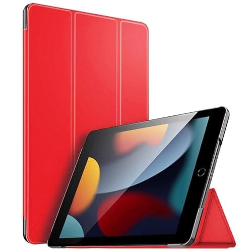 For Apple iPad 10.2 inch 9th/ 8th/ 7th Generation, Smart Magnetic Stand Case, Leather Cover with Magnetic Closure, Anti-Scratch and Lightweight Case (2021/2020/2019) (Red)