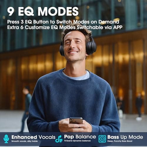 DOQAUS Bluetooth Headphones Over Ear, Headphones Wireless, APP Control — view 3