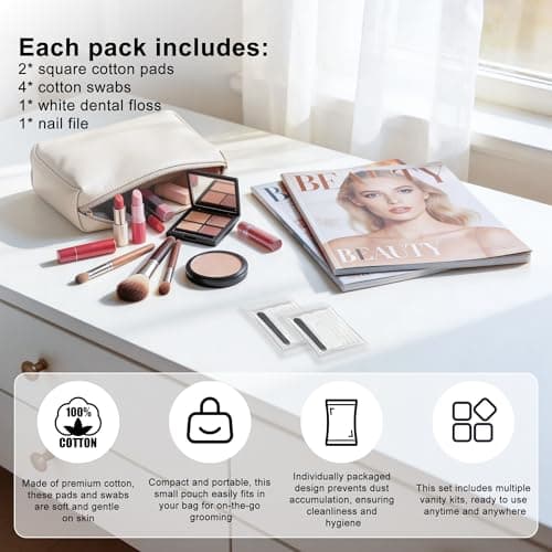Lomgwumy Hotel Vanity Kit, Bulk Vanity Kits Individually Packaged, Containing Cotton Pads, Cotton Buds, Dental Floss And Nail Files, Suitable For Travel, Hotels And Home Use (30-PACK) — view 3