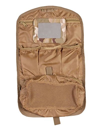 British Army Combat Zip Compact Hanging Camo Travel Shave Wash Kit Roll Bag (All Terrain Camo)