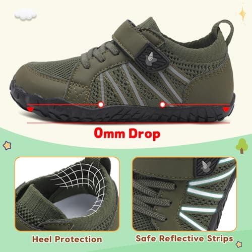 JOINFREE Kids Outdoor Shoes Wide Toe Barefoot Shoes Army Green — view 6