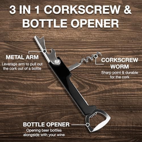 Compact Corkscrew and Bottle Opener, 1 Pack, Multi Tool, Wine Bottle Opener, Stainless Steel Cork Screw with ABS Body, Compact Size Ideal for Travel and Camping (1 Pack) — view 4