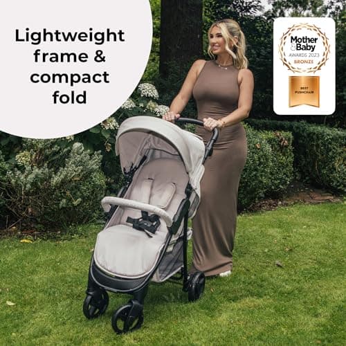 My Babiie MB30 Pushchair – from Birth to 4 Years (22kg), Easy Compact Fold, Large Shopping Basket, Adjustable Handle, Stroller Includes Cup Holder, Rain Cover – Oatmeal — view 2