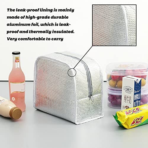 OTKARXUS Insulated Lunch Bag for Women,Portable Waterproof Lunch Box Cooler Bag with Daisy Pattern Transparent Pocket,Lunch Bag for Adults Girls Kids School Work Picnic Travel (A Purple) — view 5