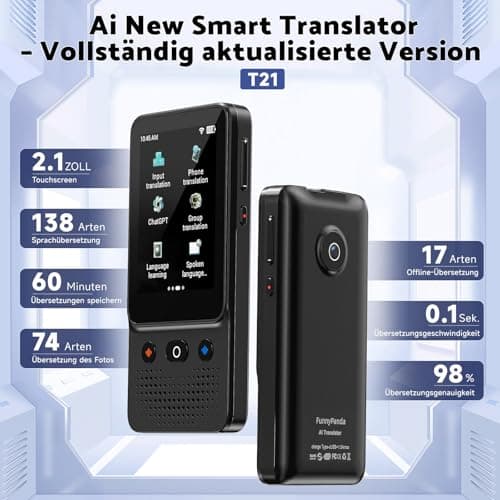 Language Translator Device, Voice Ai Translator Device T21 Wi-Fi Available, Two-Way 138 Languages 2026 Instant Translator Offline Recording Photo Translation Device for Business Travel Study — view 2
