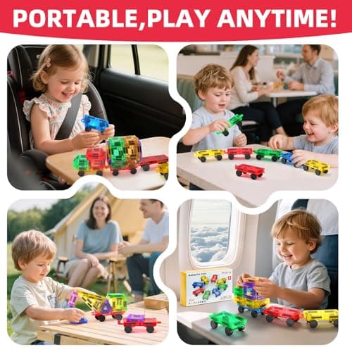 Qltytoy Mini Magnetic Tiles Cars 8PCS Construction Set for Mini,Major Tiles — view 6