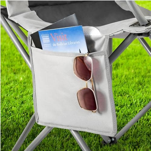 2 Pack Camping Chair,Premium Padded Folding Camping Chair, Outdoor Seats with High Back & Cup Holder & Side Pockets,Waterproof Chair 120kg Weight Capacity for Garden Picnic Beach Directors(Grey) — view 5