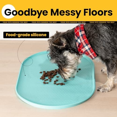 Conlun Cat Food Mat,1.2 cm Raised Edges Dog Bowl Mat for Spill Containment,BPA-Free Silicone Pet Food Mats for Floors Waterproof,Rubber Dog Feeding Mat for Food and Water Bowls(Turquoise,48x30cm) — view 3