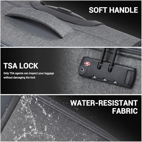 British Traveller Expandable Medium Suitcase, 24" Softside Checked Luggage — view 5