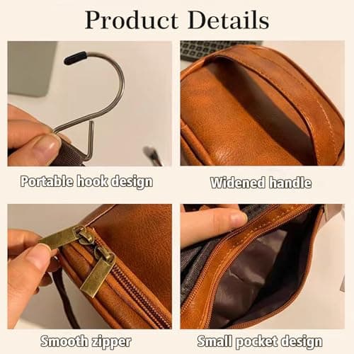 Personalized Toiletry Bag for Men, Custom Leather Dopp Kit Bag Engraved Name/Initials Father's Day, Birthday Gifts for Men, Dad, Groomsmen, Best Man, Wedding, Husband, Grandpa (1Pcs) — view 5