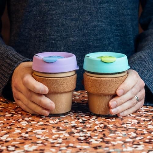 KeepCup Brew Cork - 12oz/340ml Tempered Glass Reusable Coffee Cup/Travel Mug, Natural Cork Band with Splashproof Press Fit Lid - Moonlight — view 2