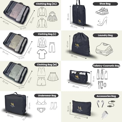 Murmush Black Packing Cubes for Suitcases [8-Pcs + 2 Perfume Atomizers], Eco-Friendly Travel Packing Cubes for Backpack with YKK Zips, Durable 300D Oxford Fabric, travel cubes for suitcases — view 2