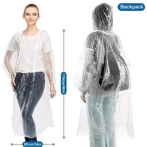 ODSPTER 6 Pack Disposable Rain Ponchos - One Size Rain Poncho Waterproof Emergency Raincoats Rain Poncho Adult Rain Coats With Hood and Sleeves Ideal for Festivals, Camping, Fishing, Theme Parks — view 2