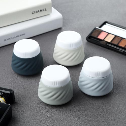 Gemice TSA Approved Travel Containers for Toiletries, 4 Pack Silicone Cream Jars with Convenient Toiletry Bag, Leak-proof Wide Mouth Travel-Size Toiletries Containers with Lid for Cosmetic Cream — view 5