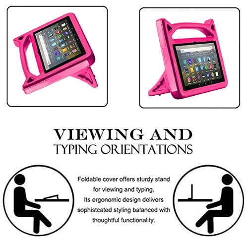 Fire HD 8 tablet Case,All-New Fire HD 8 Plus Tablet Case for Kids (12th/10th Generation,2024/2022/2020 Release),DJ&RPPQ Light Weight Shock Proof Handle Friendly Stand Kids Proof Protective Cover-Pink — view 6