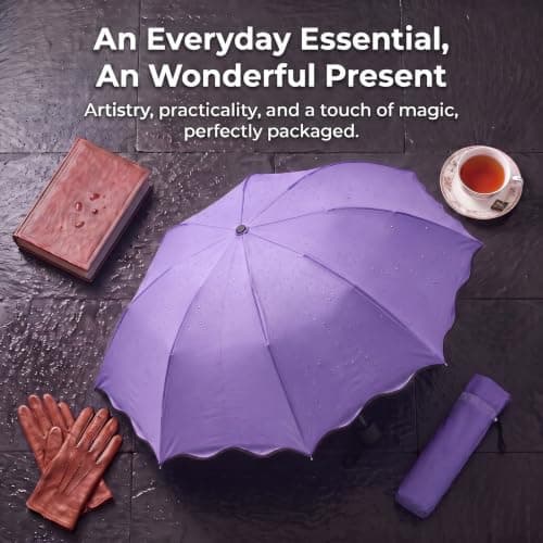 Vinuwu Sun Umbrella UPF 50+ UV Protection Umbrella SPF 50 Compact (Purple) — view 5