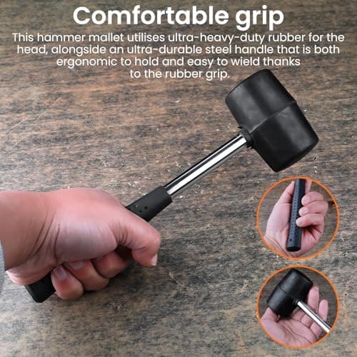 YCLFHOO Rubber Mallet,12oz Camping Hammer with Sturdy Handle,26 * 8cm Tent Peg Mallet for Tents/Canopies/Camping/Outdoors — view 2