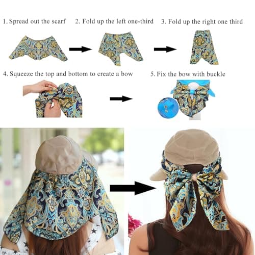 KXF Women 2 in 1 Foldable Sun Hat with Neck Flap Breathable Quick Dry 360°Protection Outdoor Sports Visor Large Brim UV Sun Protection UPF 50+ Beach Fishing Hat — view 3